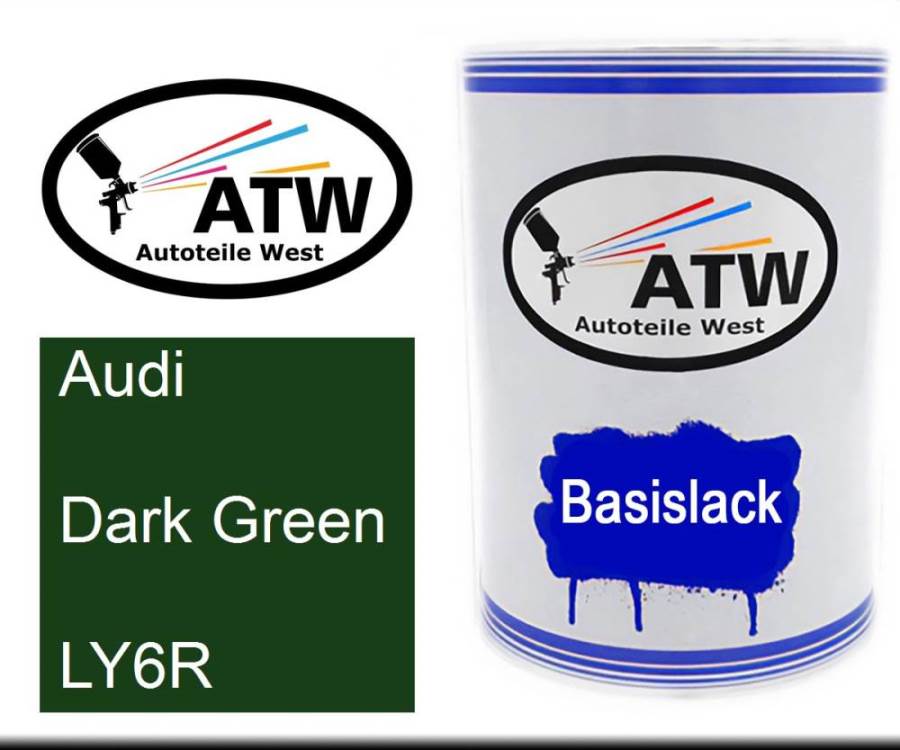 Audi, Dark Green, LY6R: 500ml Lackdose, von ATW Autoteile West.